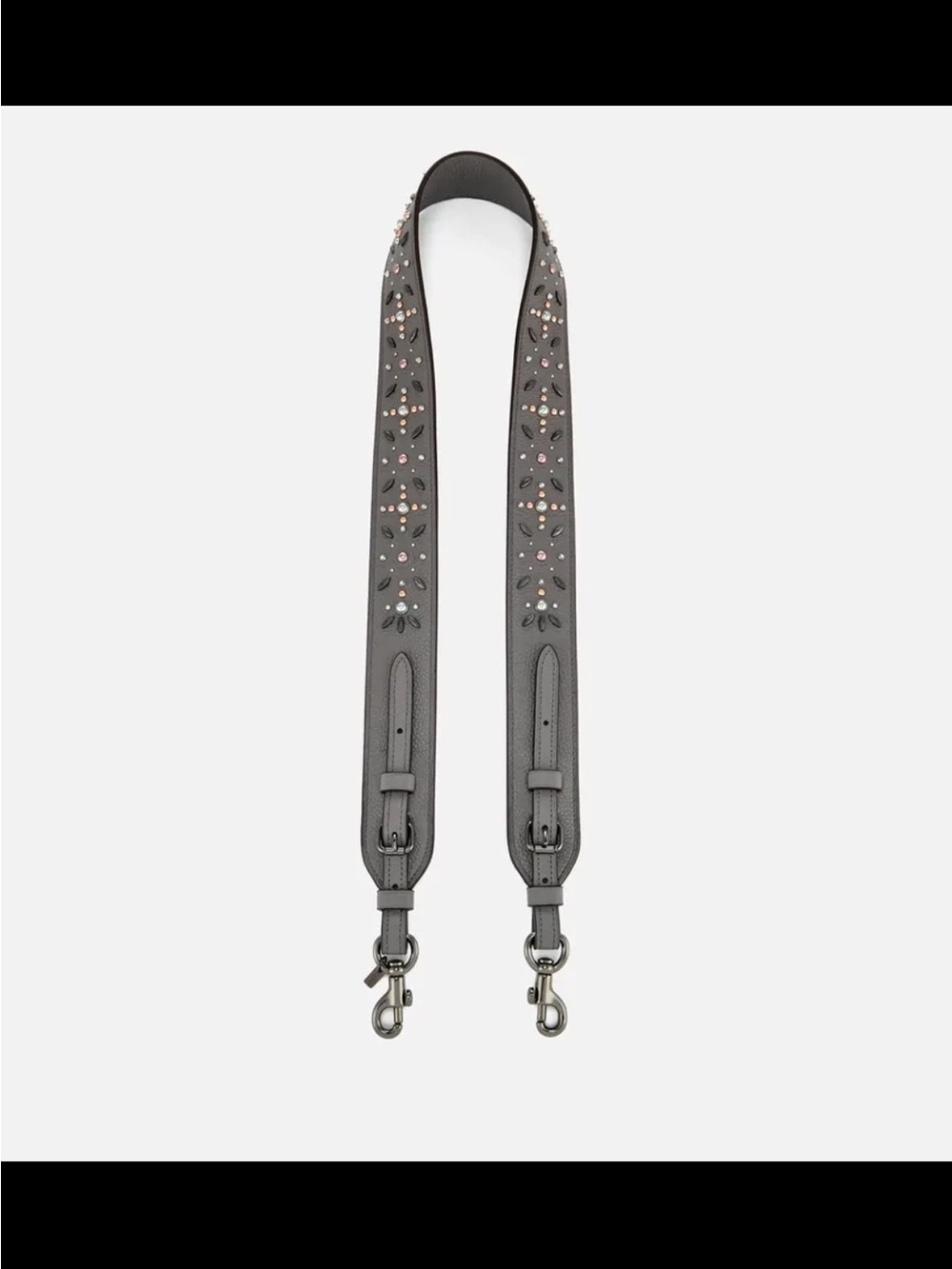New Coach Heather Gray Leather Prairie Rivet Novelty Strap Silver 29543